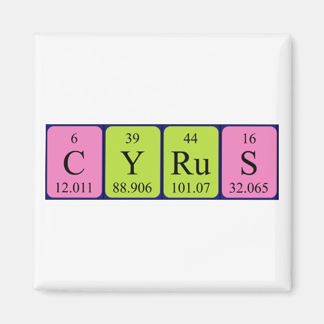 Cyrus periodic table name magnet (Front)