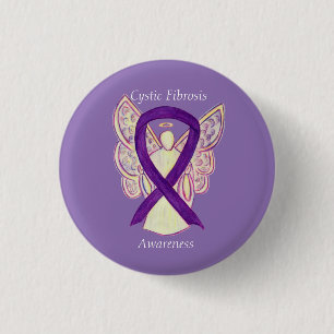Cystic Fibrosis Awareness Angel Ribbon Art Pin