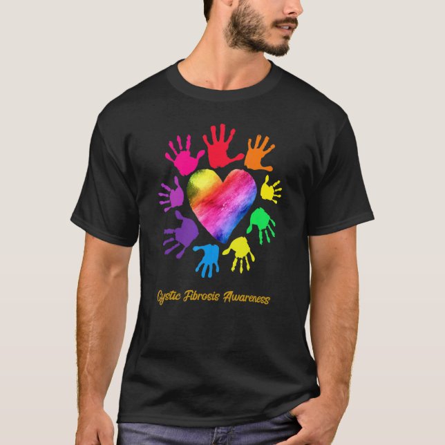 Cystic Fibrosis Awareness Hands Cystic Fibrosis T-Shirt (Front)