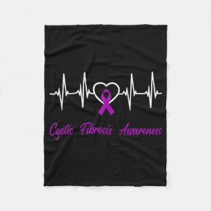 Cystic Fibrosis Awareness Heartbeat Love Purple Ri Fleece Blanket