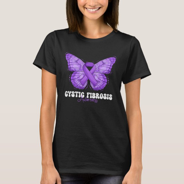 Cystic Fibrosis Awareness Month Purple Ribbon Butt T-Shirt (Front)