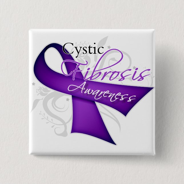 Cystic Fibrosis Awareness Ribbon 15 Cm Square Badge (Front)
