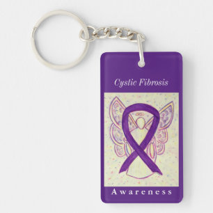 Cystic Fibrosis Awareness Ribbon Angel Keychain
