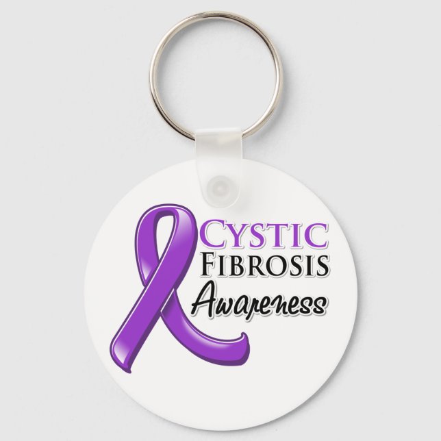 Cystic Fibrosis Awareness Ribbon Key Ring (Front)