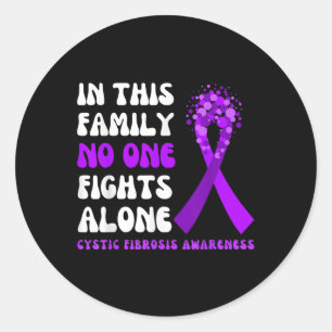 Cystic Fibrosis Awareness Ribbon Purple Family Fig Classic Round Sticker