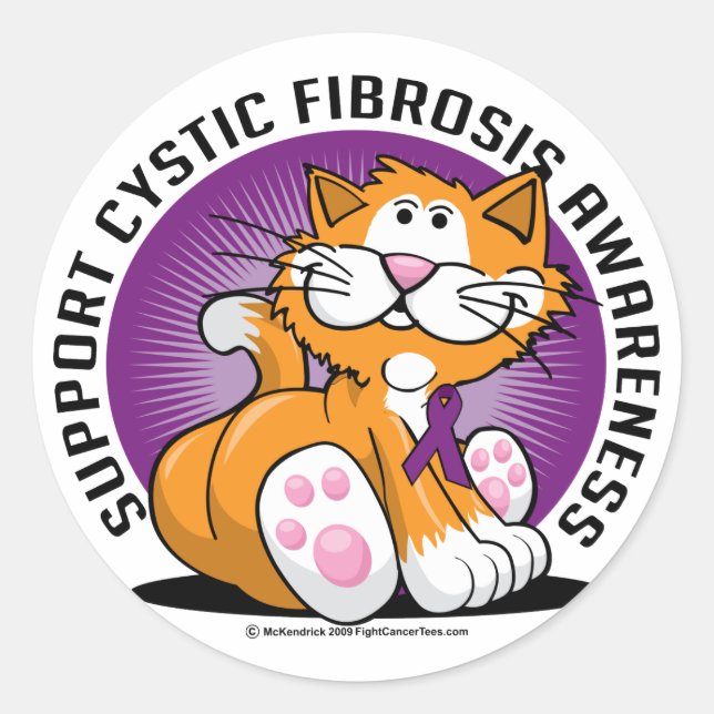 Cystic Fibrosis Cat Classic Round Sticker (Front)