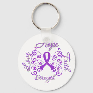 Cystic Fibrosis Hope Motto Butterfly Key Ring