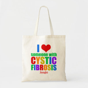 Cystic Fibrosis Love Rainbow Personalised Name Tote Bag