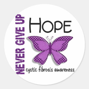 Cystic Fibrosis Never Give Up Hope Butterfly 4.1 Classic Round Sticker