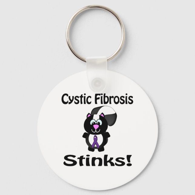 Cystic Fibrosis Stinks Skunk Awareness Design Key Ring (Front)
