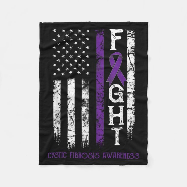 Cystic Fibrosis Warrior Us Flag Fleece Blanket (Front)