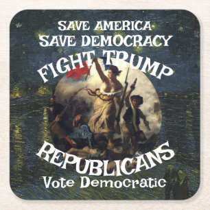Czar Rue Liar Trump Republican Party USA America Square Paper Coaster