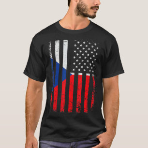 Czech American Flag Czech Republic America Pride H T-Shirt