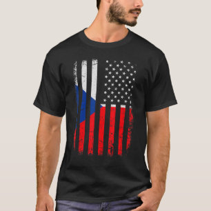 Czech American Flag Czech Republic America Pride H T-Shirt