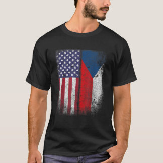 Czech American Flag T shirt Czech Republic Usa Ces