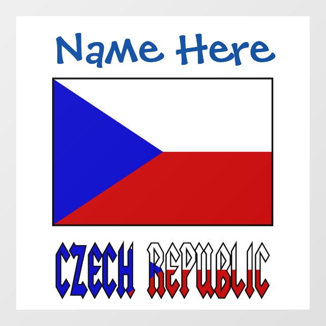Czech and Czech Republic Flag Blue Personalised (Sheet)