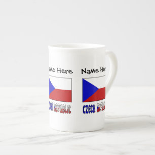 Czech and Czech Republic Flag Personalised  Bone China Mug