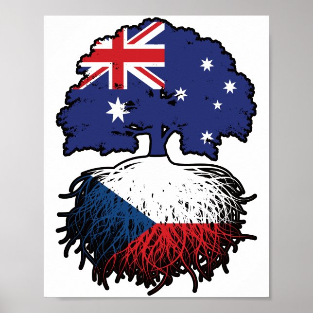 Czech Australian Australia Tree Roots Flag Poster (Front)