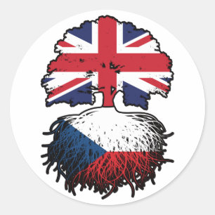 Czech British UK United Kingdom Britain Tree Roots Classic Round Sticker