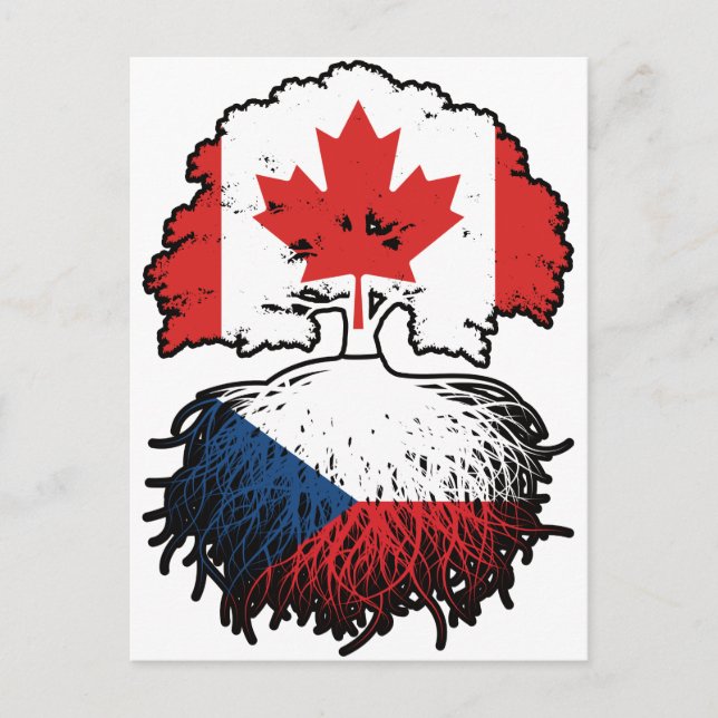 Czech Canadian Canada Tree Roots Flag Postcard (Front)