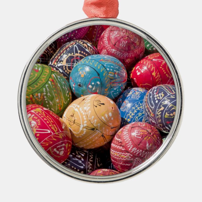 Czech Decorated Easter Eggs Ceramic Ornament (Front)