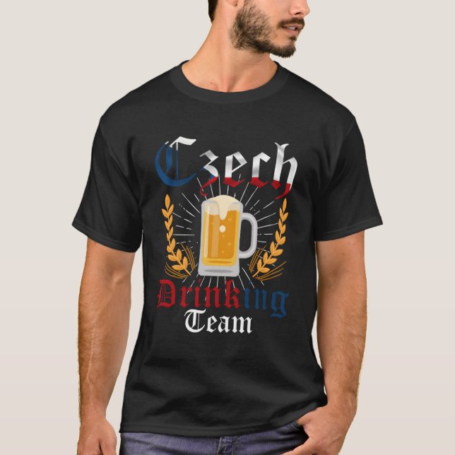 Czech Drinking Team Beer And Flag Colours Oktoberf T-Shirt (Front)