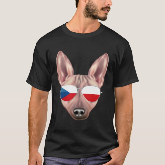 Czech Flag American Hairless Terrier Czech Republi T-Shirt (Front)
