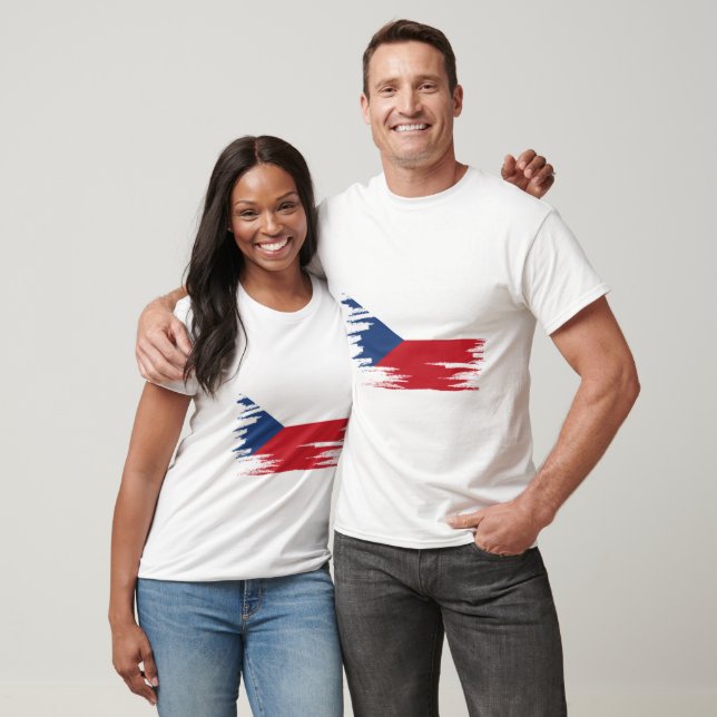 Czech Flag Brush Art T-Shirt (Unisex)