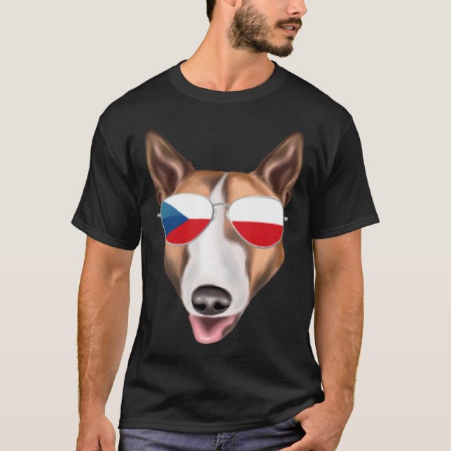 Czech Flag Bull Terrier Dog Czech Republic Pocket T-Shirt (Front)