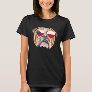 Czech Flag Bulldog Dog Czech Republic Pocket T-Shirt