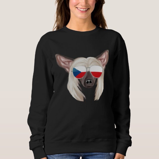 Czech Flag Chinese Crested Dog Czech Republic Pock Sweatshirt (Front)