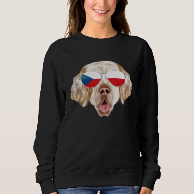 Czech Flag Clumber Spaniel Dog Czech Republic Pock Sweatshirt (Front)