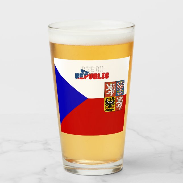 Czech flag-coat of arms   glass (Front Filled)