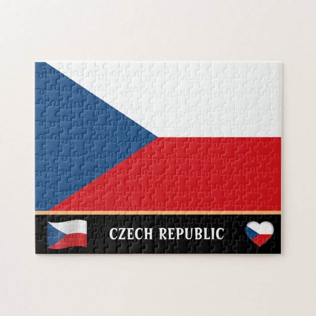 Czech Flag & Czechia country / Czech Republic Jigsaw Puzzle (Horizontal)