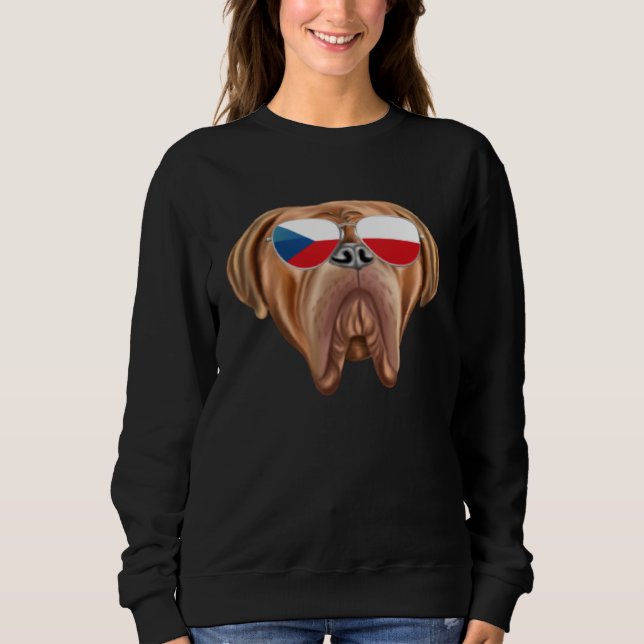 Czech Flag Dogues de Bordeaux Dog Czech Republic P Sweatshirt (Front)