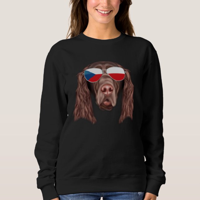Czech Flag Field Spaniel Dog Czech Republic Pocket Sweatshirt (Front)