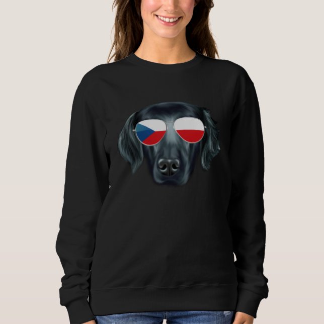 Czech Flag Flat Coated Retriever Dog Czech Republi Sweatshirt (Front)