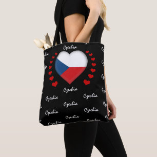 Czech Flag & Heart, Czechia Flag fashion /sport Tote Bag