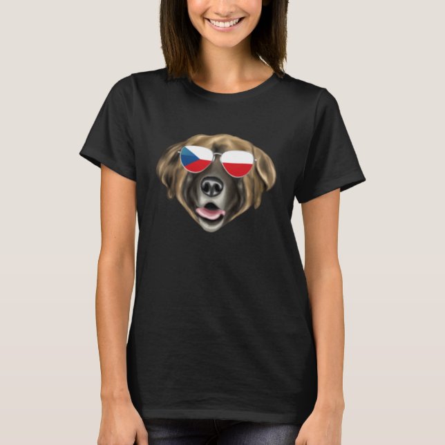 Czech Flag Leonberger Dog Czech Republic Pocket T-Shirt (Front)