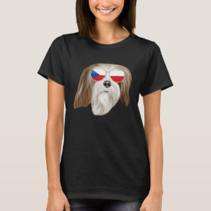 Czech Flag Lhasa Apsos Dog Czech Republic Pocket T-Shirt
