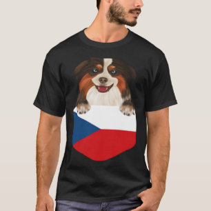 Czech Flag Miniature American Shepherd Dog In Pock T-Shirt