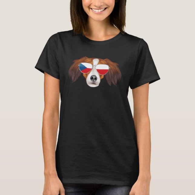 Czech Flag Nederlandse Kooikerhondje Czech Republi T-Shirt (Front)