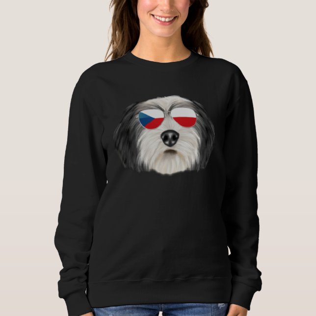 Czech Flag Polish Lowland Sheepdog Dog Czech Repub Sweatshirt (Front)