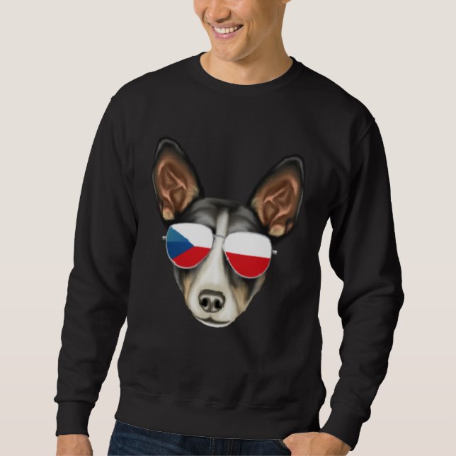 Czech Flag Rat Terrier Dog Czech Republic Pocket Sweatshirt (Front)