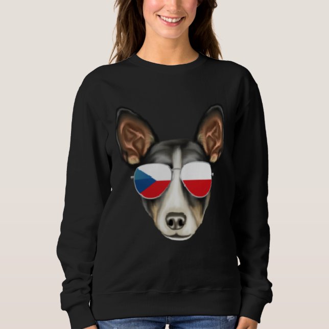 Czech Flag Rat Terrier Dog Czech Republic Pocket Sweatshirt (Front)