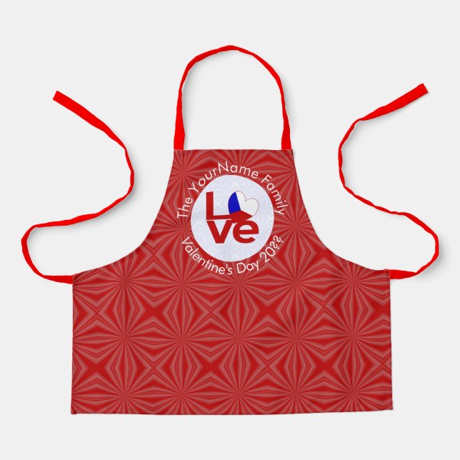 Czech Flag Red LOVE Personalised Kid's  Apron (Front)