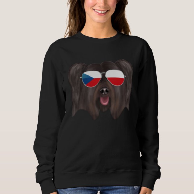 Czech Flag Skye Terrier Dog Czech Republic Pocket Sweatshirt (Front)