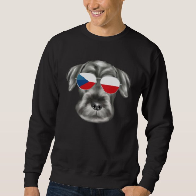 Czech Flag Standard Schnauzer Dog Czech Republic P Sweatshirt (Front)