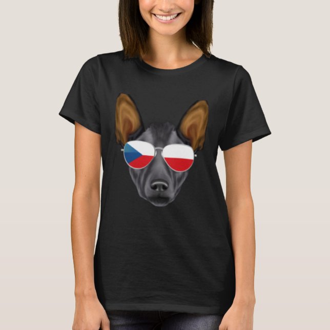 Czech Flag Xoloitzcuintli Dog Czech Republic Pocke T-Shirt (Front)