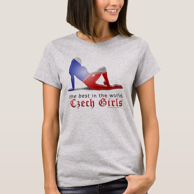 Czech Girl Silhouette Flag T-Shirt (Front)